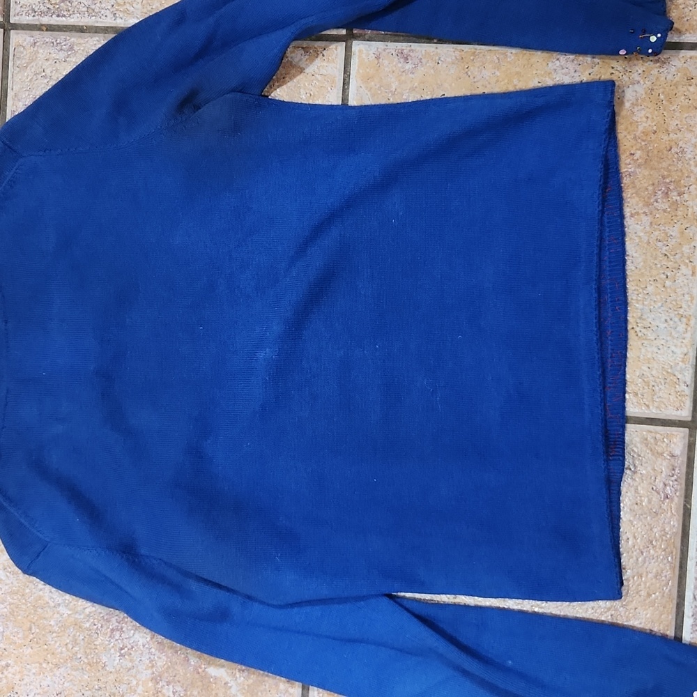 Michael Simon Blue Sweater with Colorful Sequin Santa - Picture 5 of 5